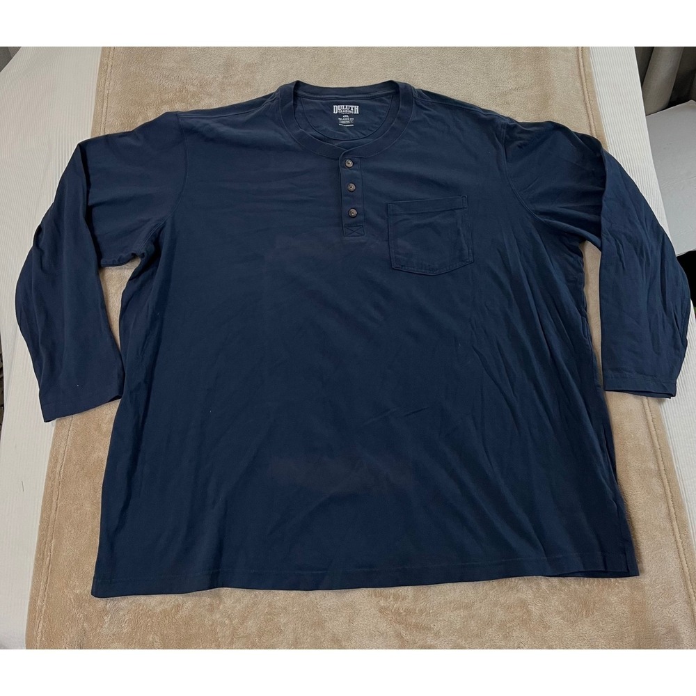 Duluth Trading‎ Co Longtail T Henley Relaxed Fit Shirt Men's 4XL Navy Blue L/S